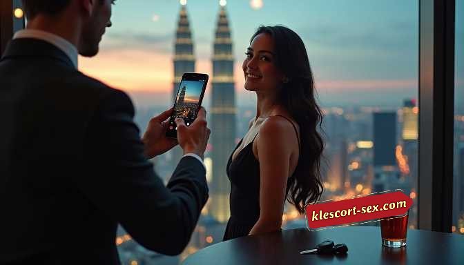KL Escort Girl Couple taking a photo with city skyline at sunset Sex Service Malaysia
