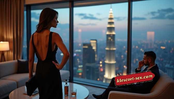 KL Escort Girl Couple in formal wear enjoying a city view from a high-rise apartment at dusk. Sex Service Malaysia