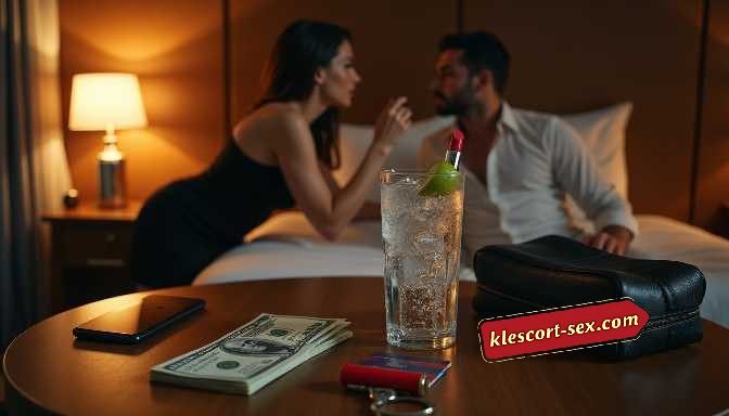 KL Escort Girl Couple in a hotel room with a drink and money on the table Sex Service Malaysia